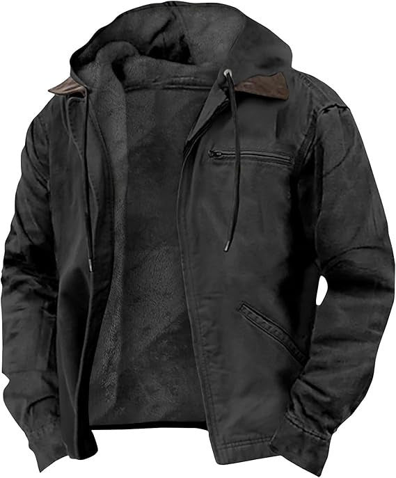 Men's Hooded Jacket with Zip Front