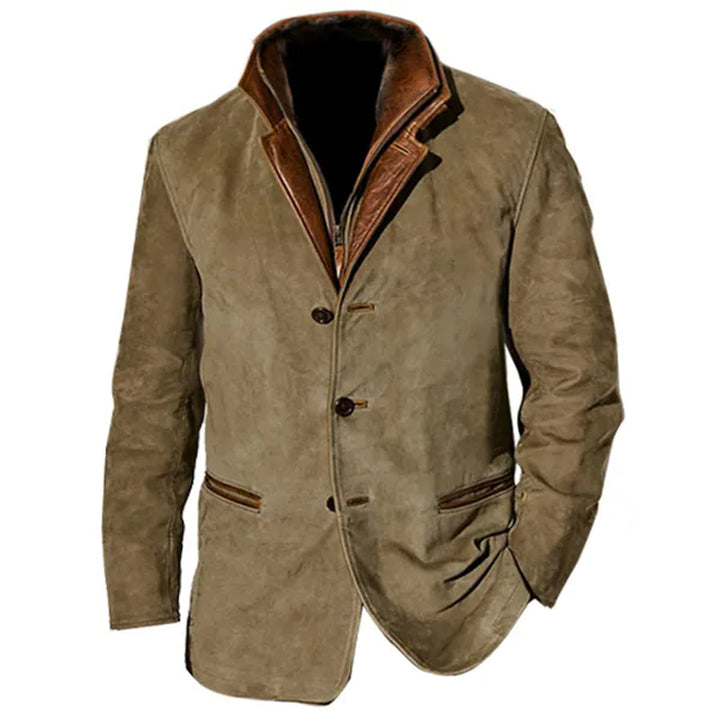 Men's Jacket with Trim - Notched Lapel Design