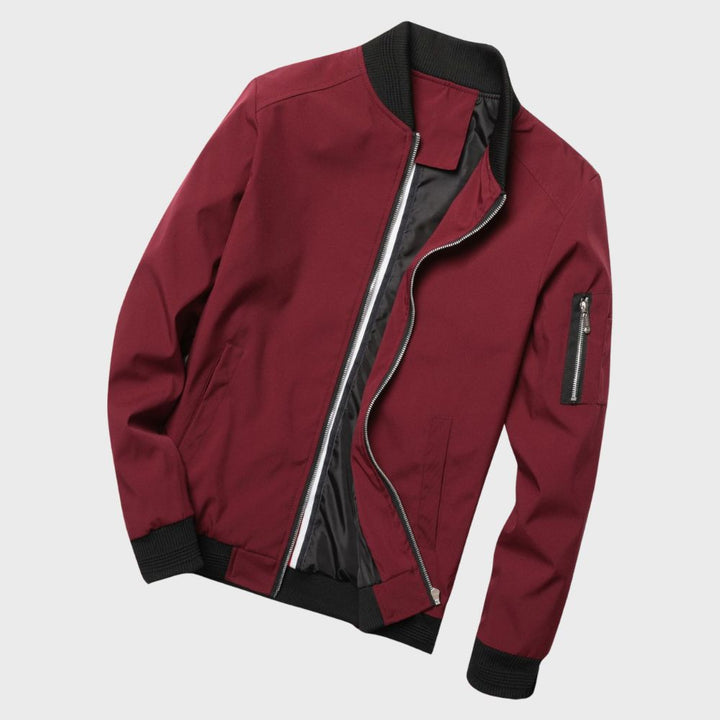 Men's Lightweight All-Season Bomber Jacket with Ribbed Cuffs
