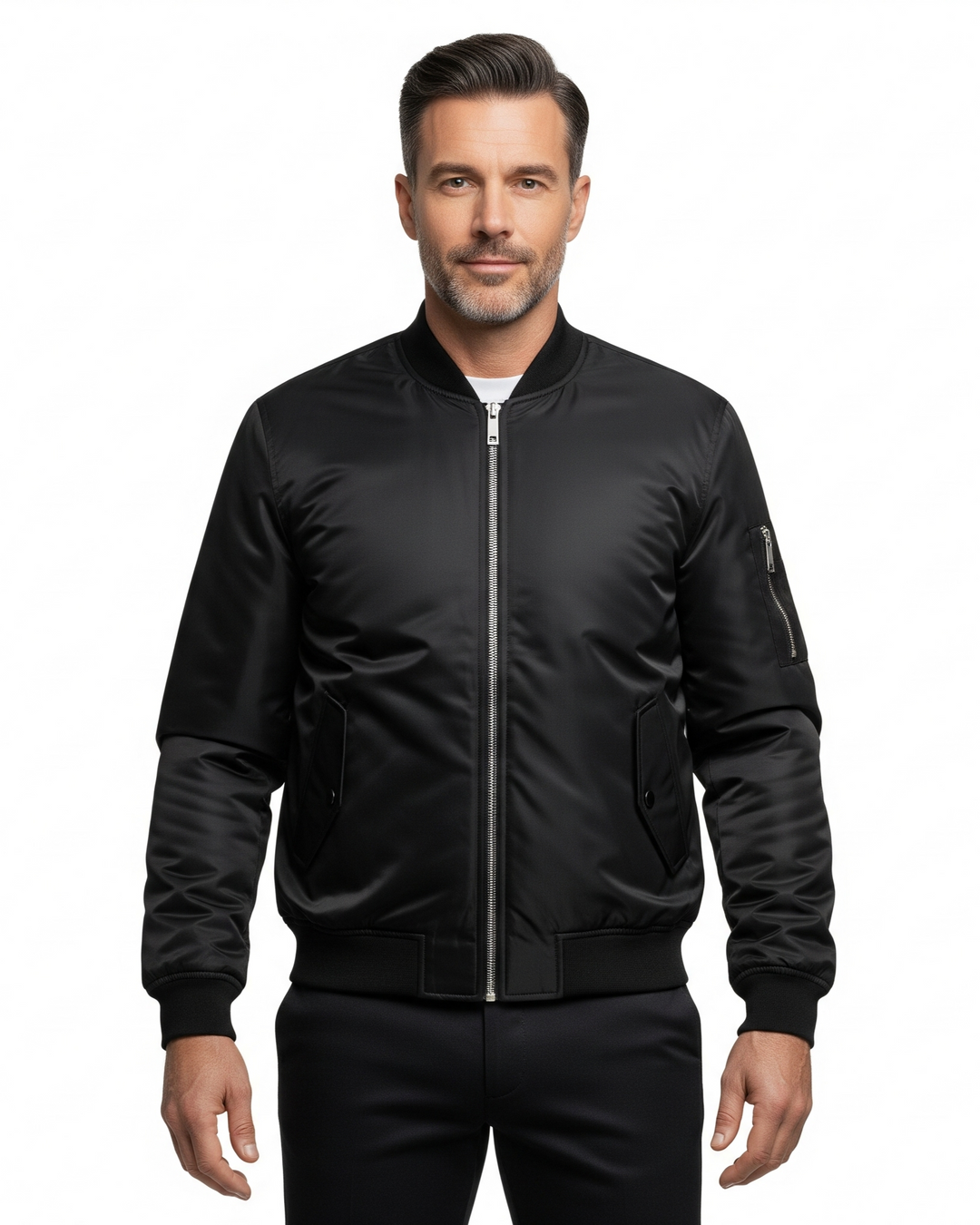 Men's Lightweight Bomber Jacket with Utility Pocket