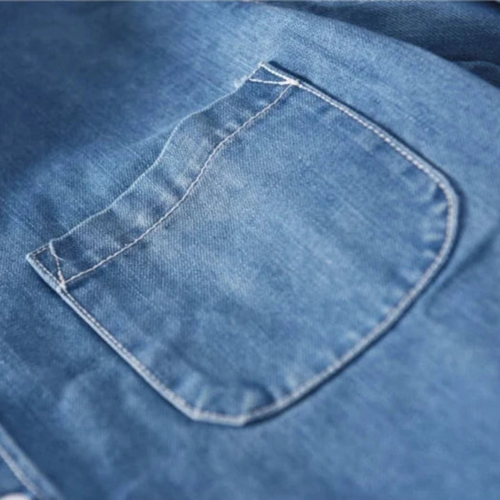 Men's Denim Shirt with Long Sleeves and Button Closure