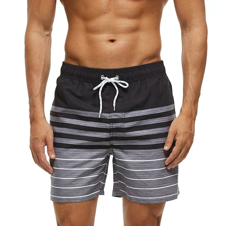 Men's Swim Shorts with Print, Pockets, and Drawstring