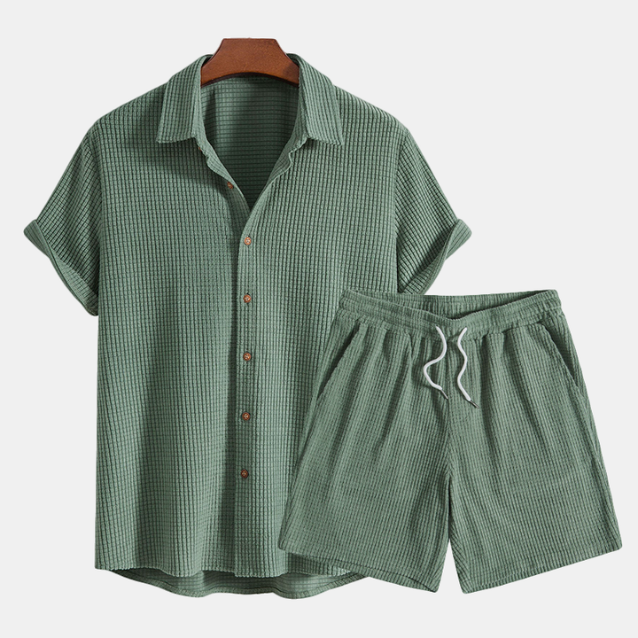 Men's Casual Two-Piece Shirt & Shorts Set for Summer Style