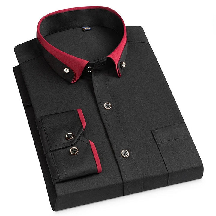 Men's Shirt with Contrast Collar and Slim Fit