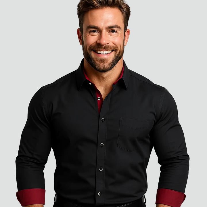 Men's Shirt with Contrast Collar and Slim Fit