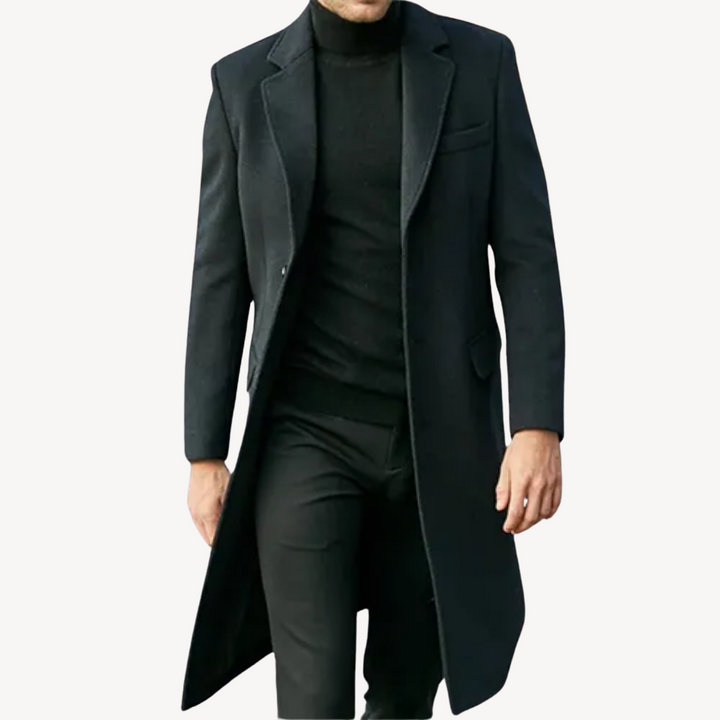 Men's Overcoat Elegant & Warm Long Coat, view 2 - Elena Harper