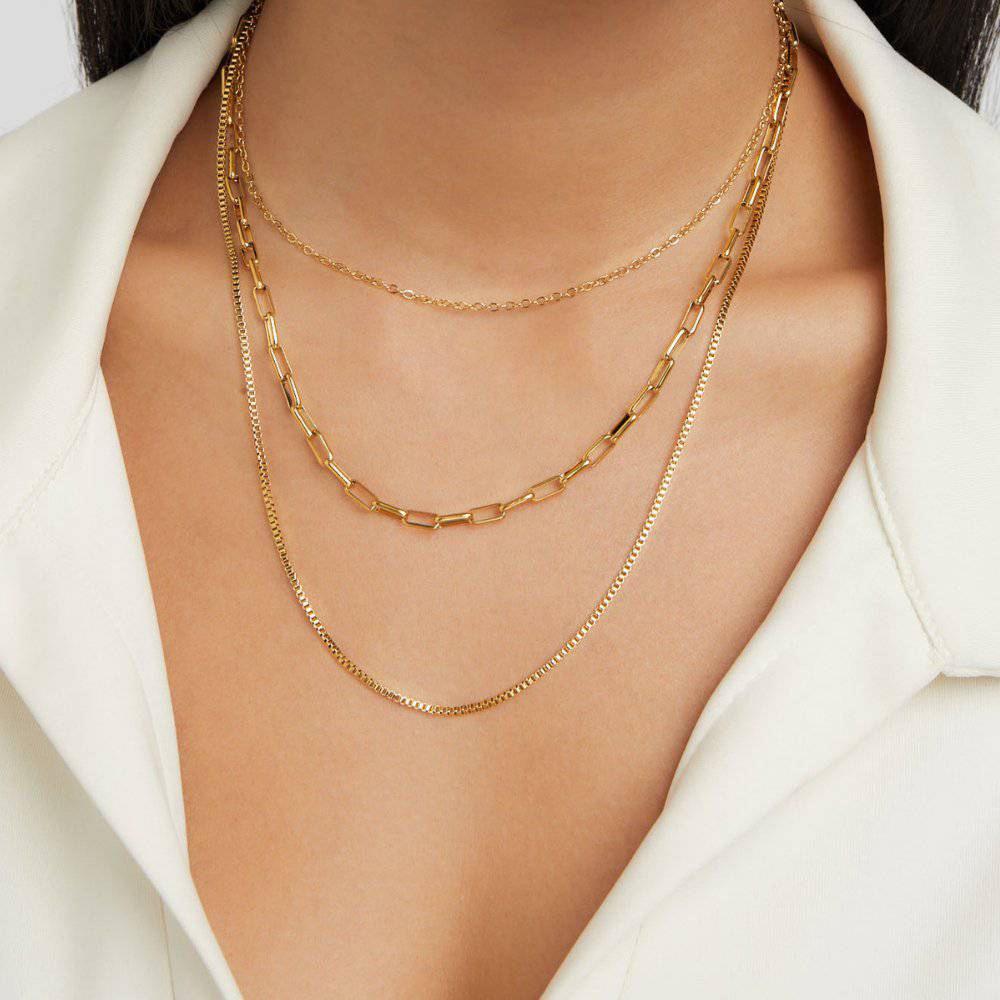 Miya™ luxury collar necklace by Emma & Rose Cape Town featuring layered gold-tone chains and elegant design.