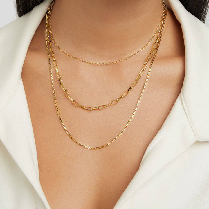 Miya™ luxury collar necklace by Emma & Rose Cape Town featuring layered gold-tone chains and elegant design.