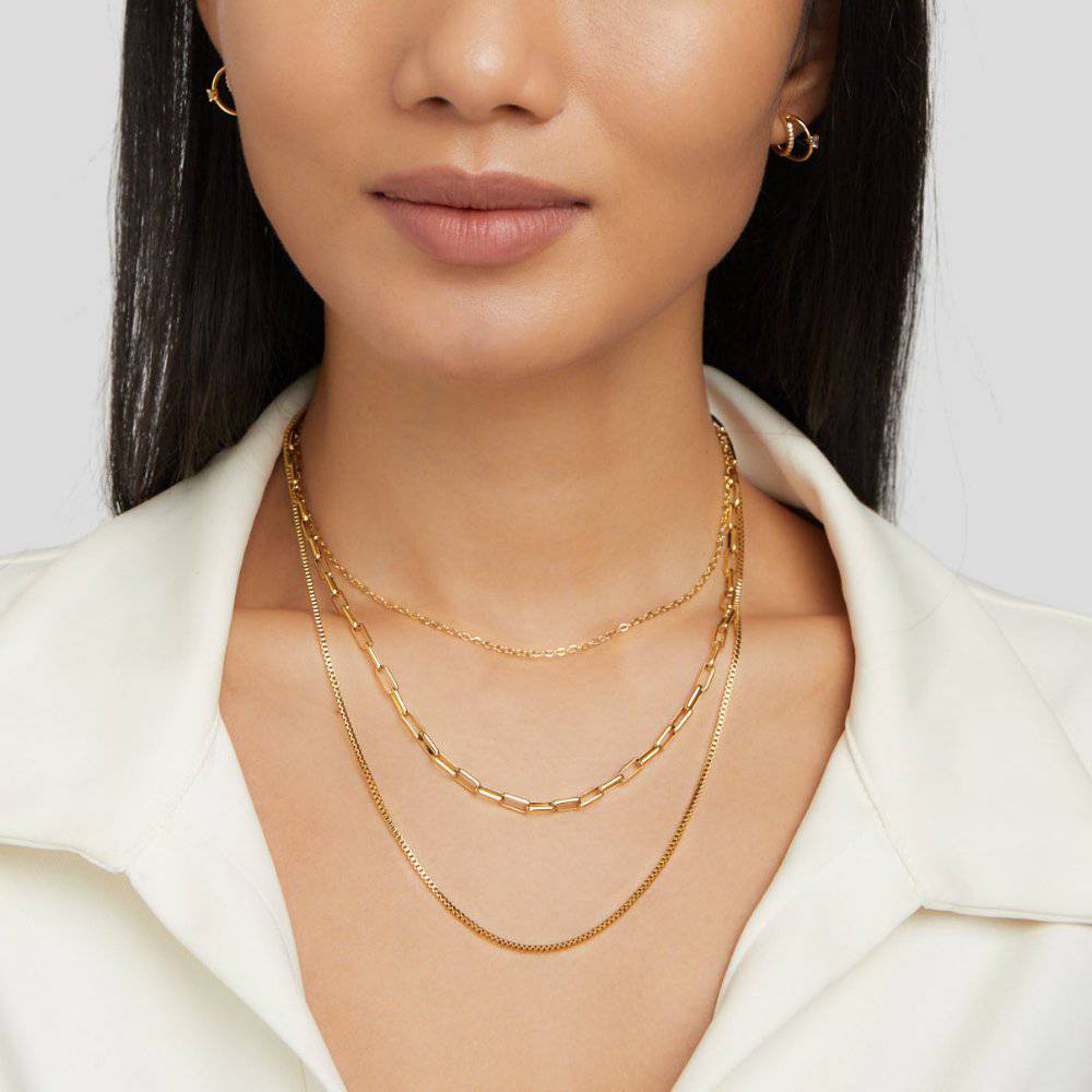 Miya™ luxury layered chain collar necklace by Emma & Rose Cape Town featuring delicate gold-tone chains and elegant design.