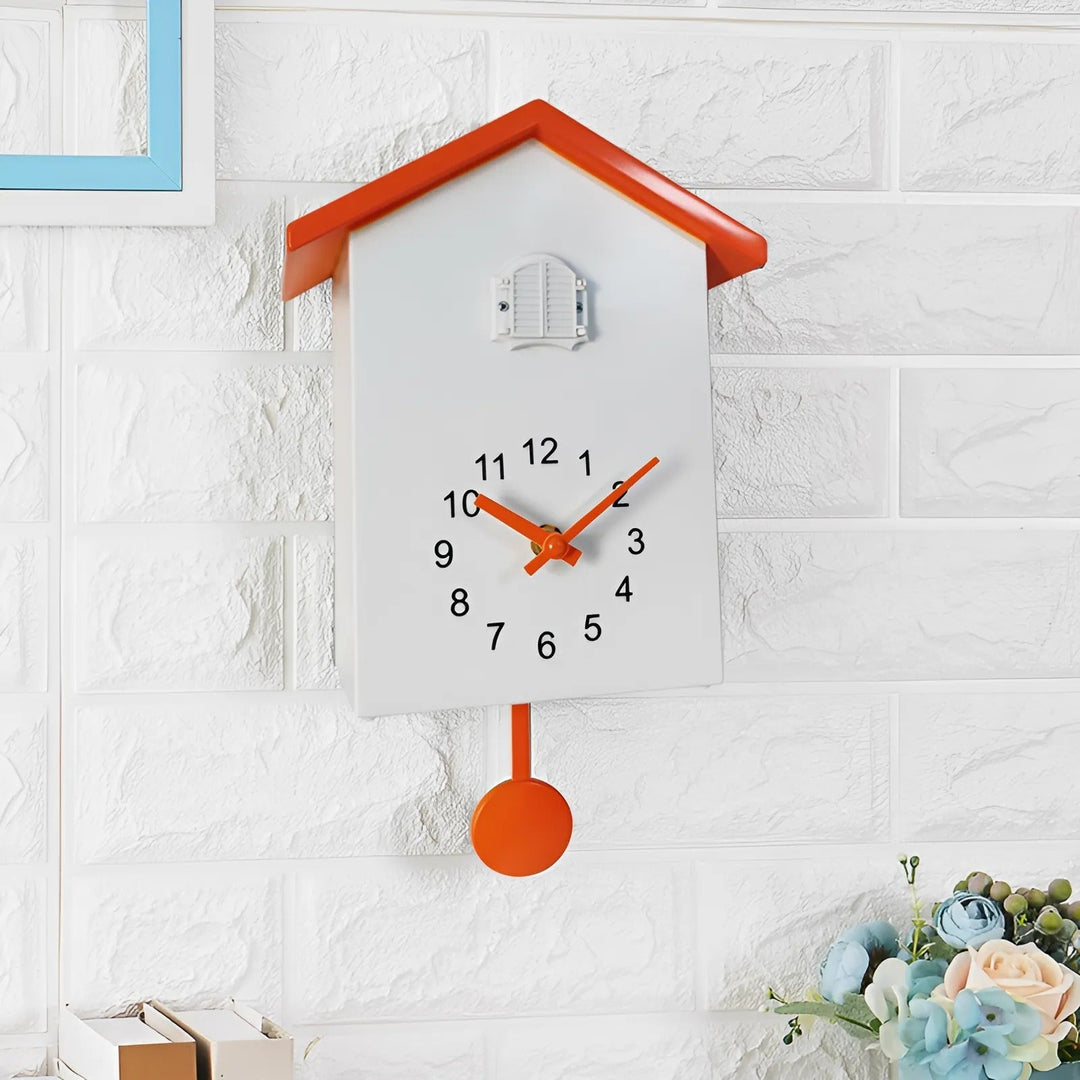 Minimalist Cuckoo Wall Clock in Sleek Black and White