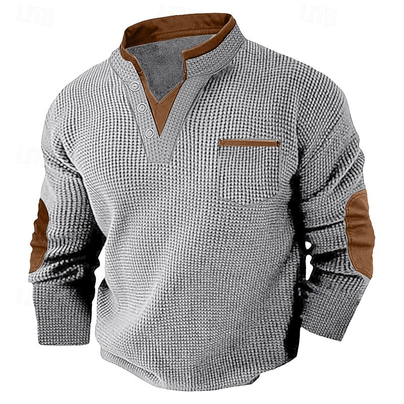 Russell Textured Waffle Henley Shirt - Elena Harper