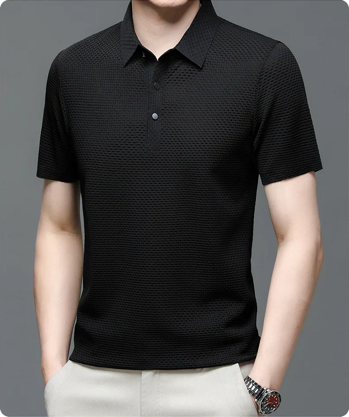 Riviero Bicolor Cotton Polo, view 10 - Elena Harper