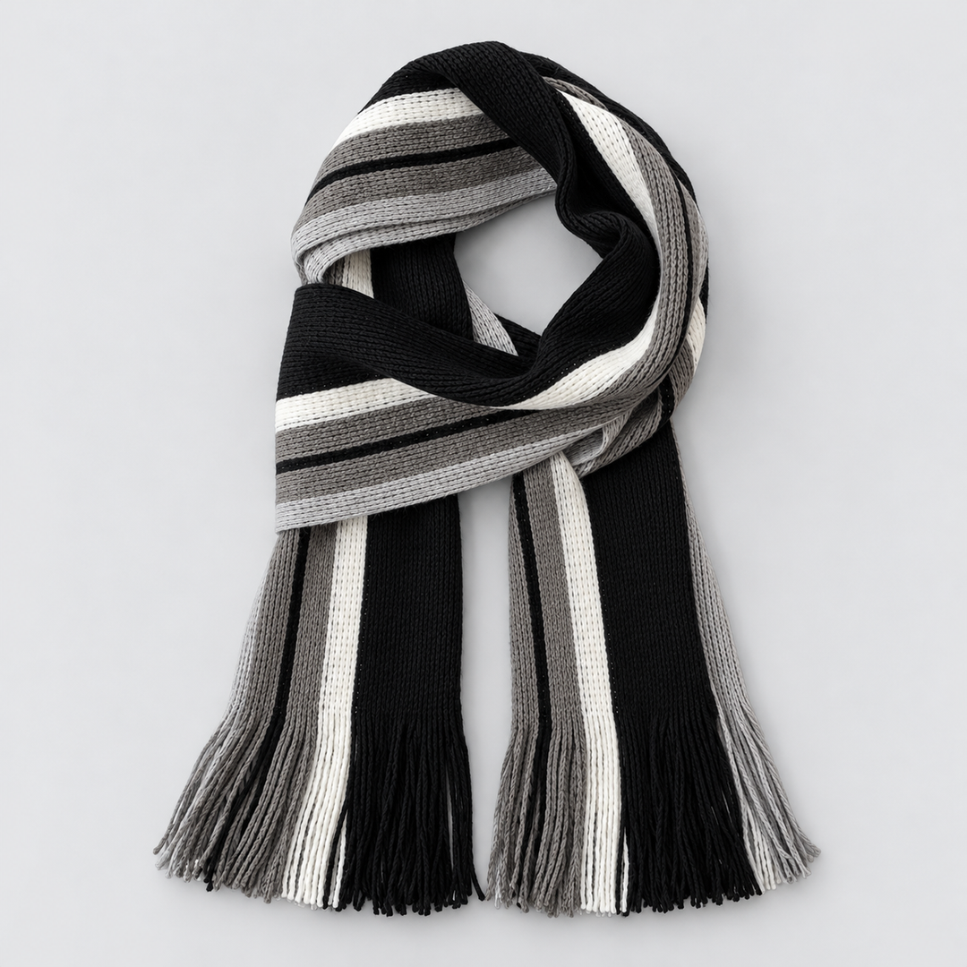 Montarello Men’s Scarf Striped Knitted Tassel Fringe