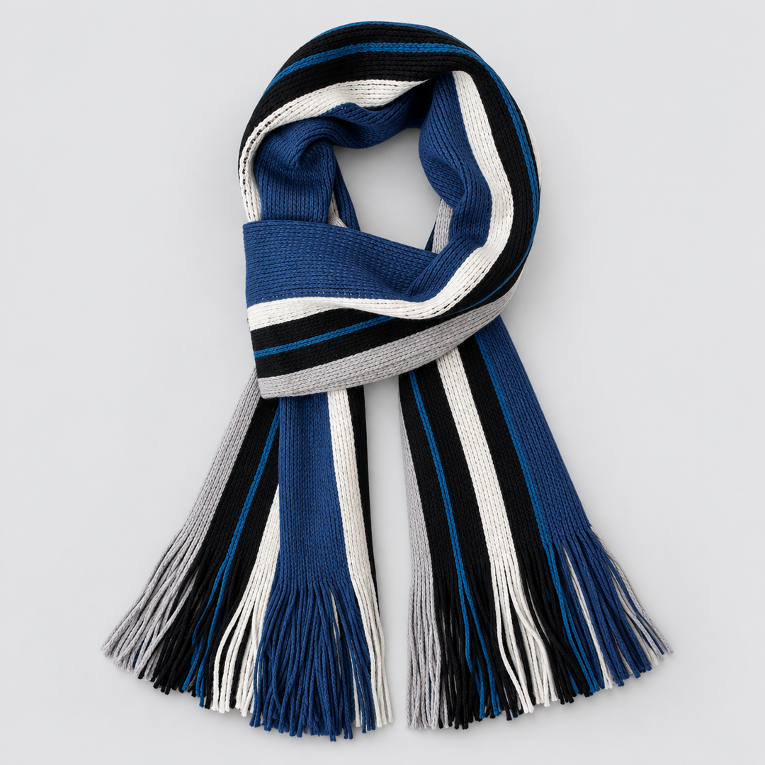 Montarello Men’s Scarf Striped Knitted Tassel Fringe