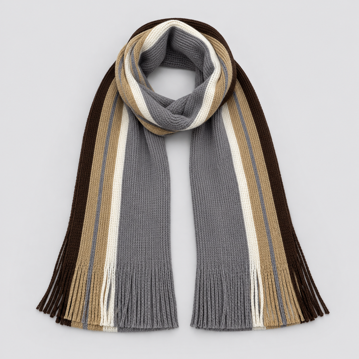 Montarello Men’s Scarf Striped Knitted Tassel Fringe