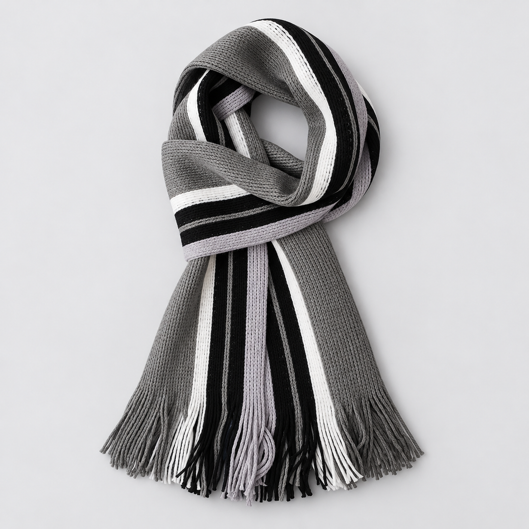 Montarello Men’s Scarf Striped Knitted Tassel Fringe