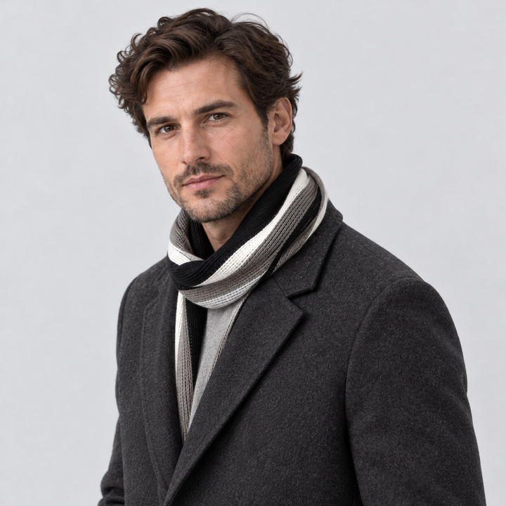 Montarello Men’s Scarf Striped Knitted Tassel Fringe