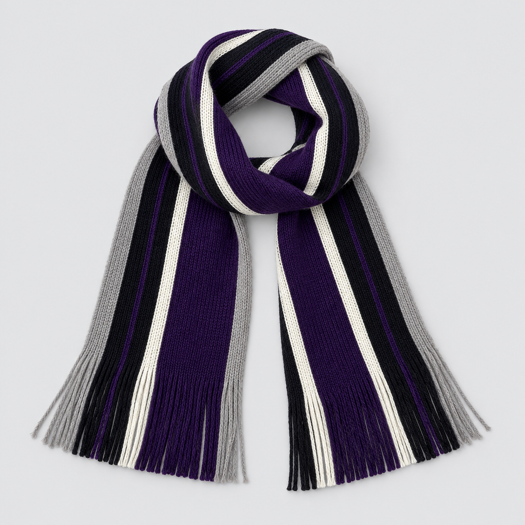 Montarello Men’s Scarf Striped Knitted Tassel Fringe