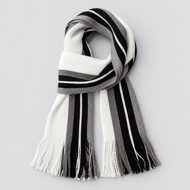 Montarello Men’s Scarf Striped Knitted Tassel Fringe