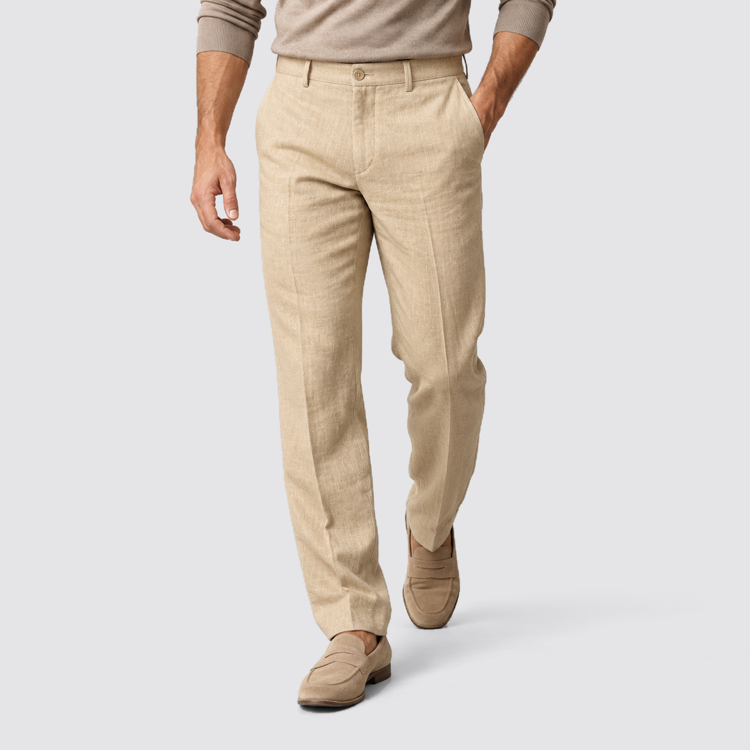 Montarello Elegant Summer Pants for Men, Slim Fit and Linen Look