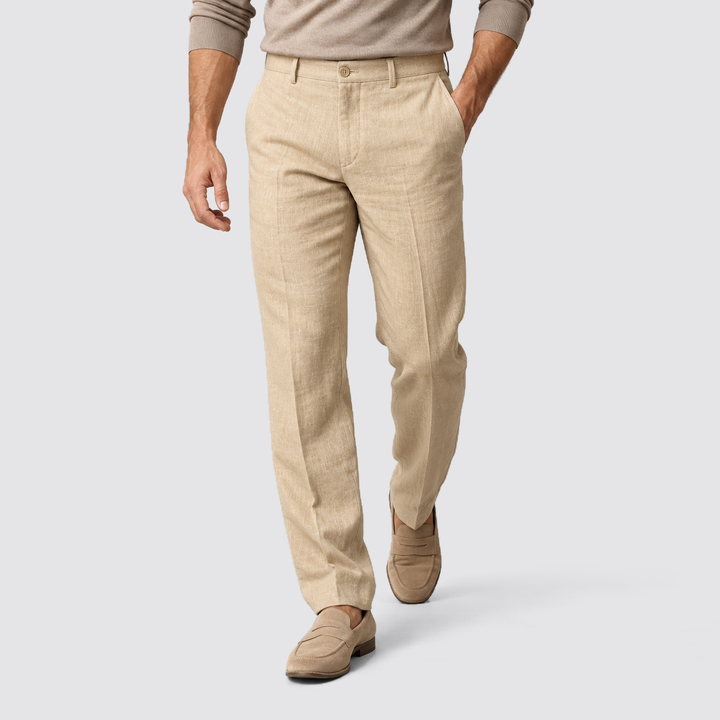 Montarello Elegant Summer Pants for Men, Slim Fit and Linen Look