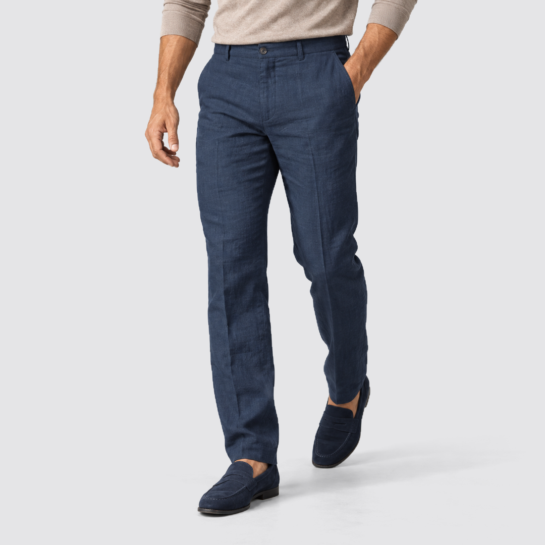 Montarello Elegant Summer Pants for Men, Slim Fit and Linen Look