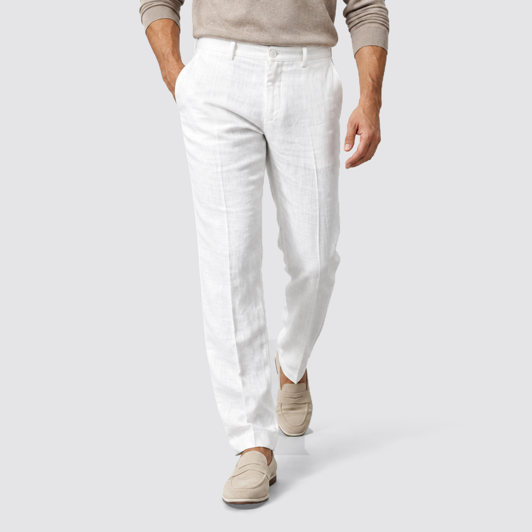 Montarello Elegant Summer Pants for Men, Slim Fit and Linen Look