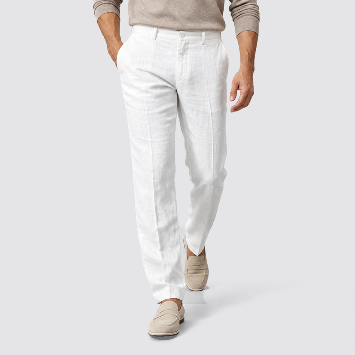 Montarello Elegant Summer Pants for Men, Slim Fit and Linen Look