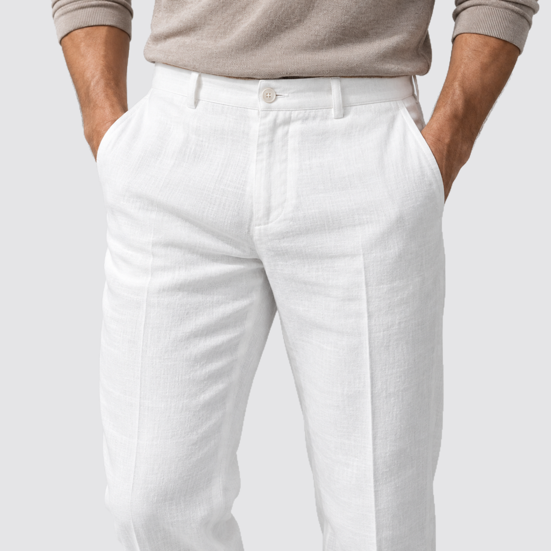 Montarello Elegant Summer Pants for Men, Slim Fit and Linen Look