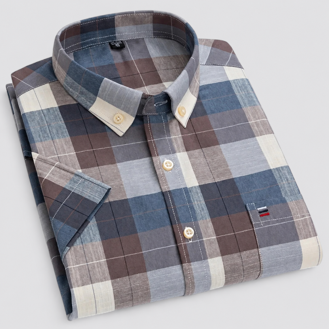 Men's Short Sleeve Cotton Oxford Summer Shirt Montarello