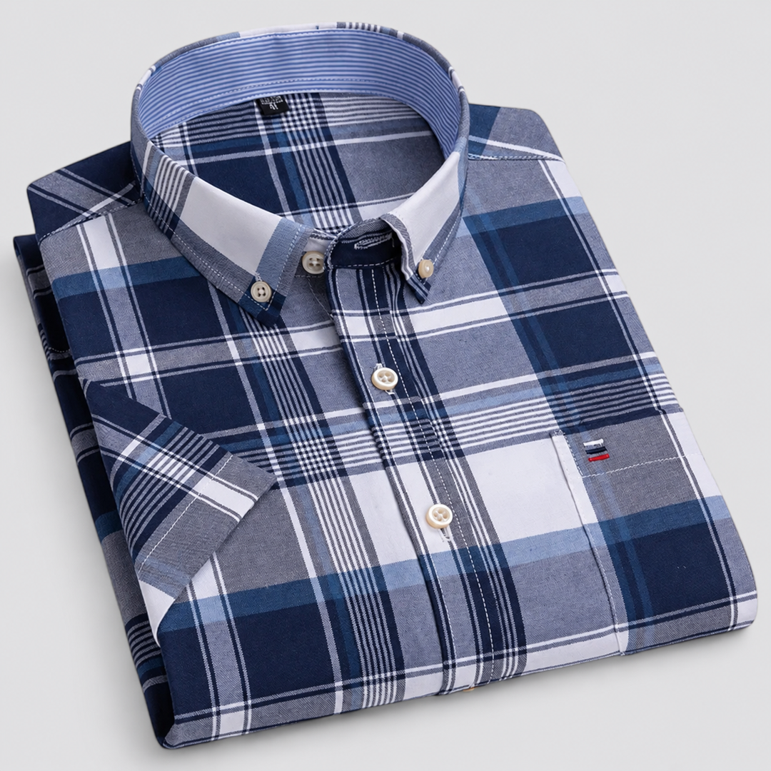 Men's Short Sleeve Cotton Oxford Summer Shirt Montarello