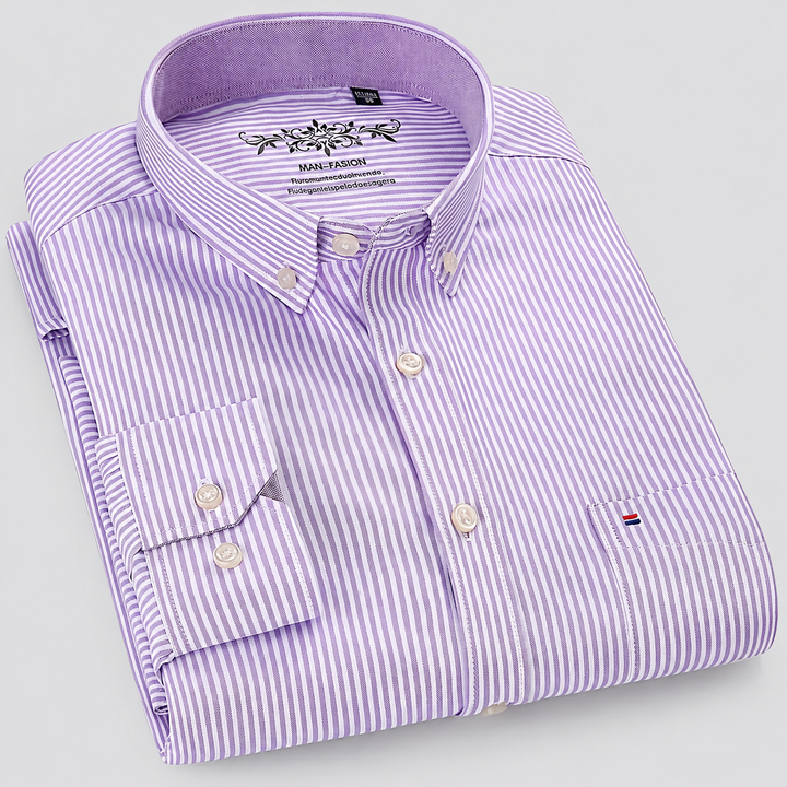 Montarello Men's Long Sleeve Cotton Oxford Shirt