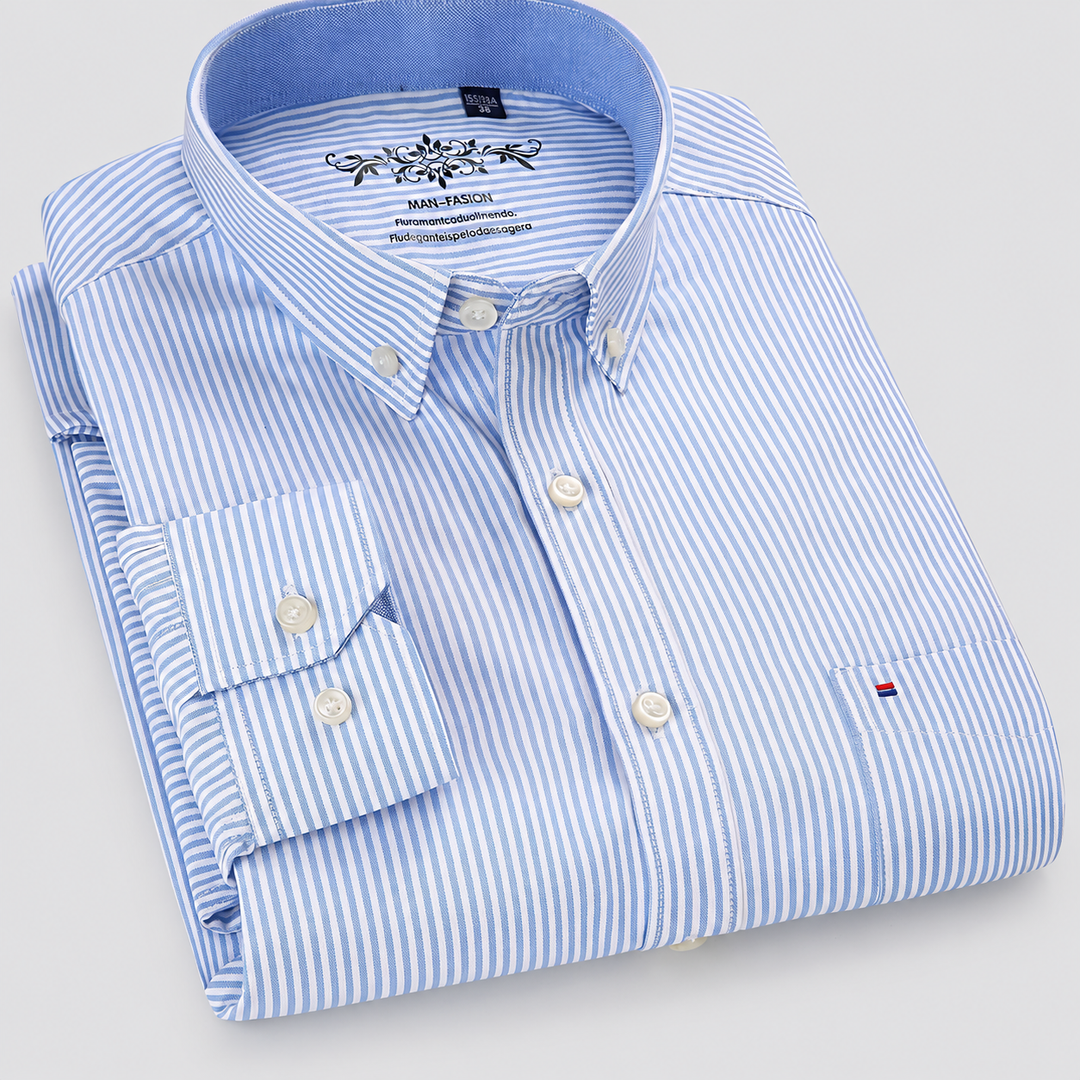 Montarello Men's Long Sleeve Cotton Oxford Shirt