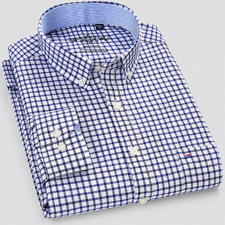 Montarello Men's Long Sleeve Cotton Oxford Shirt