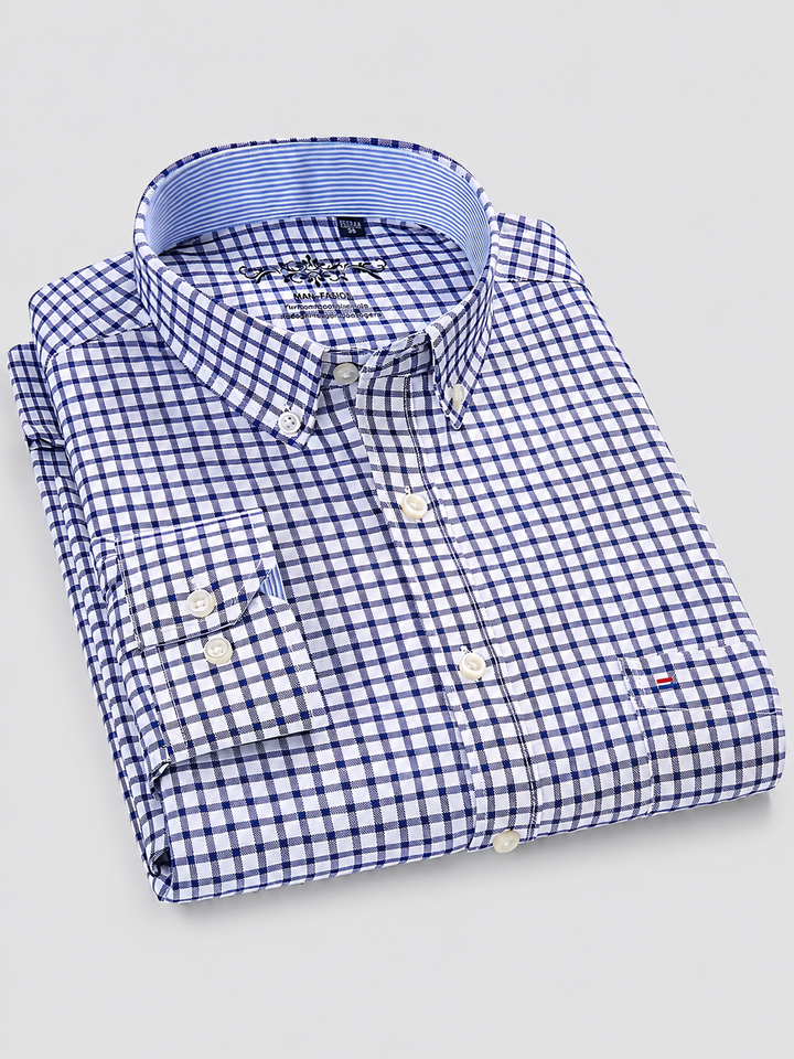 Montarello Men's Long Sleeve Cotton Oxford Shirt