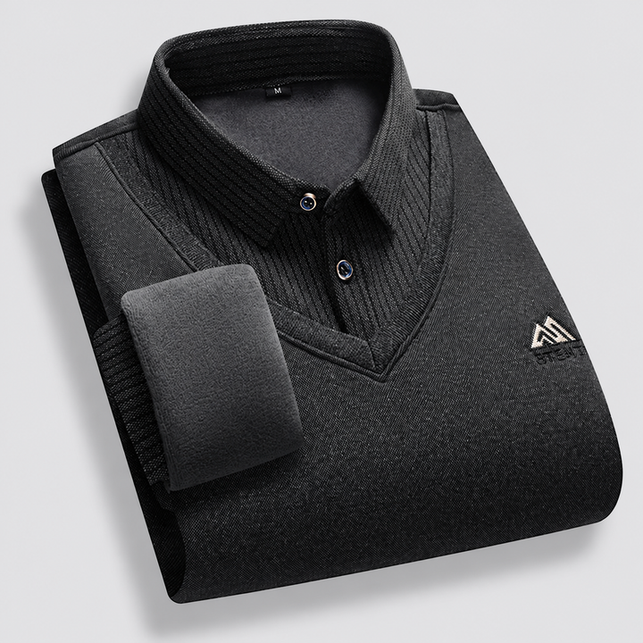 Men's Montarello Polo Sweater with Fleece Lining and Layered Effect