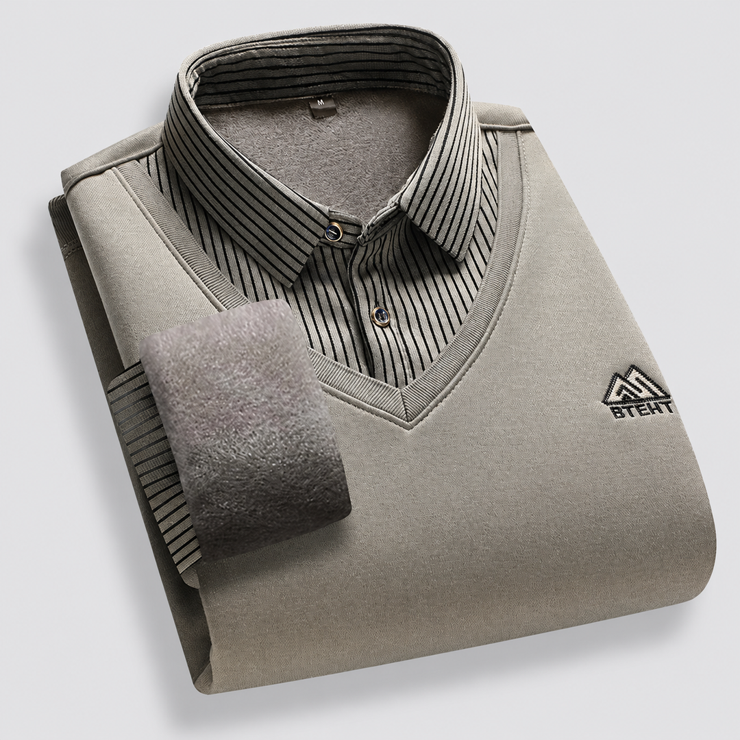 Men's Montarello Polo Sweater with Fleece Lining and Layered Effect