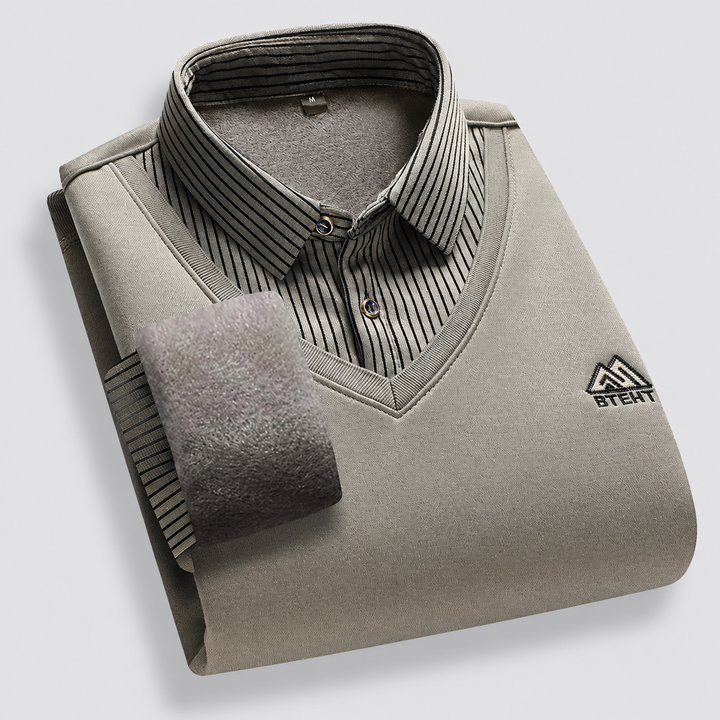 Men's Montarello Polo Sweater with Fleece Lining and Layered Effect