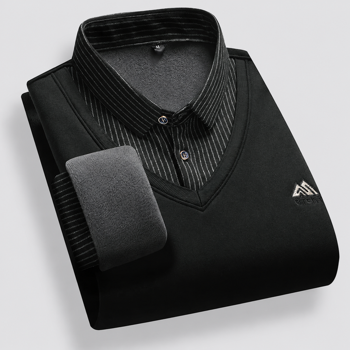 Men's Montarello Polo Sweater with Fleece Lining and Layered Effect