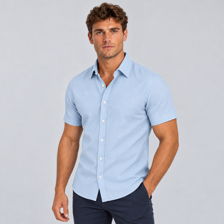 Fitted Short Sleeve Summer Shirt, Linen Look, for Men Montarello