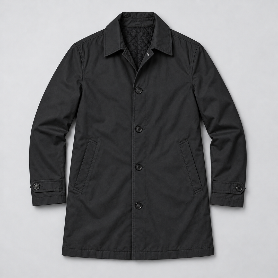 Montarello Men's Coat, Tailored Fit, Long, Buttoned Front