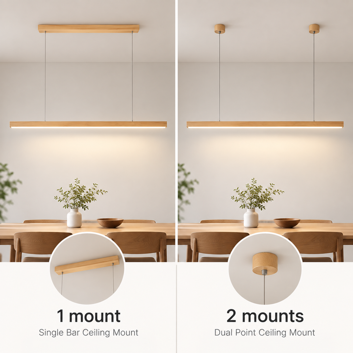 Wooden LED Pendant Lamp with Slim Beam - Linear Design