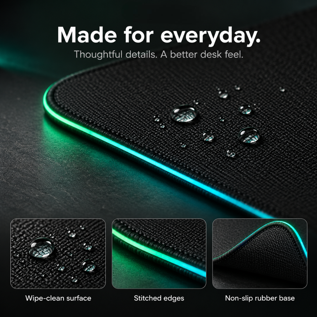 AeroGlow RGB Desk Mat with Charging Function, view 3 - Elena Harper