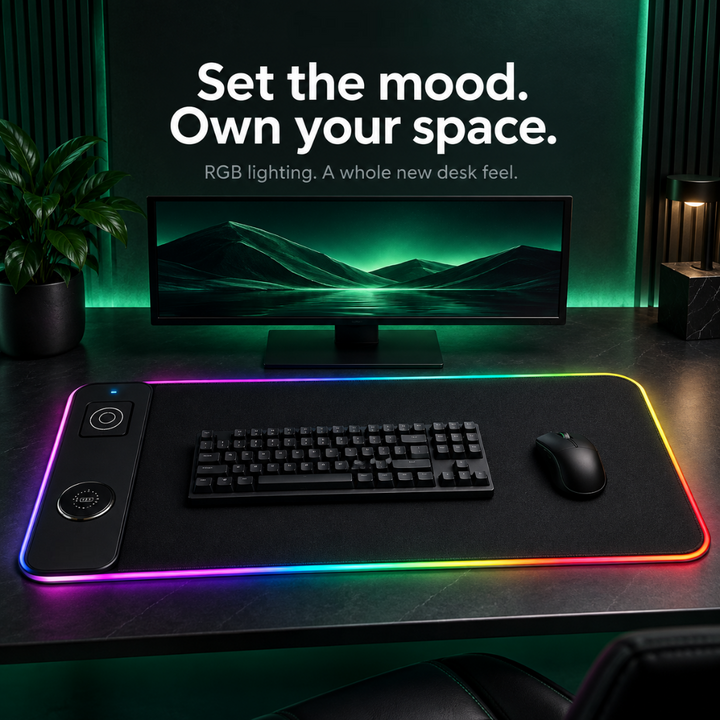 AeroGlow RGB Desk Mat with Charging Function - Elena Harper