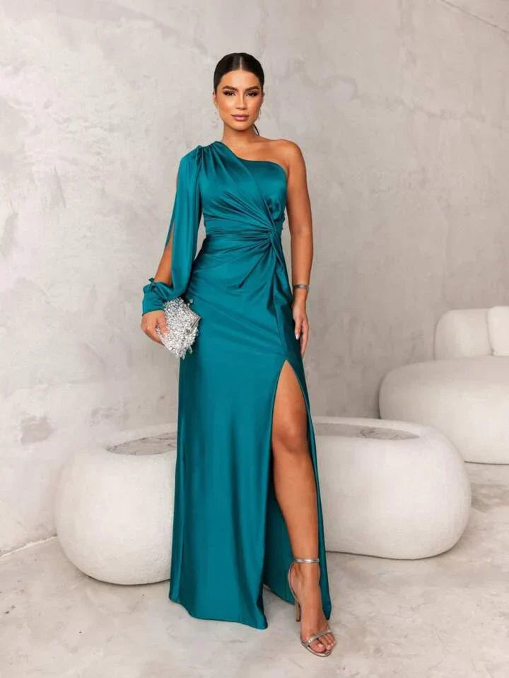 Shannen Elegant Satin One-Shoulder Evening Dress for Women, view 7 - Elena Harper