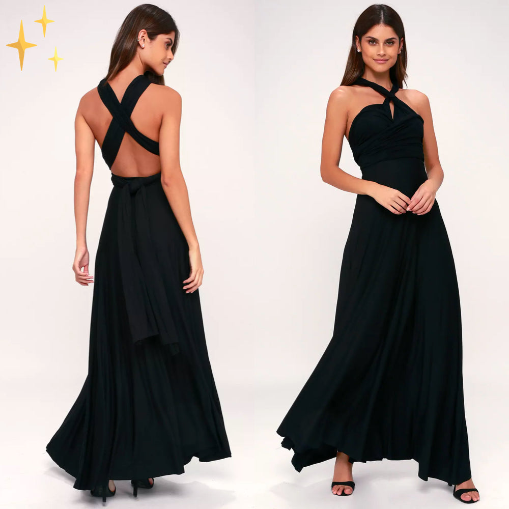 Virella | Long Cross-Front Dress with Halter Neck | Maxi