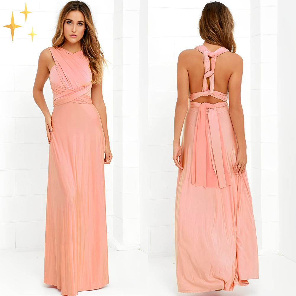 Virella | Long Cross-Front Dress with Halter Neck | Maxi