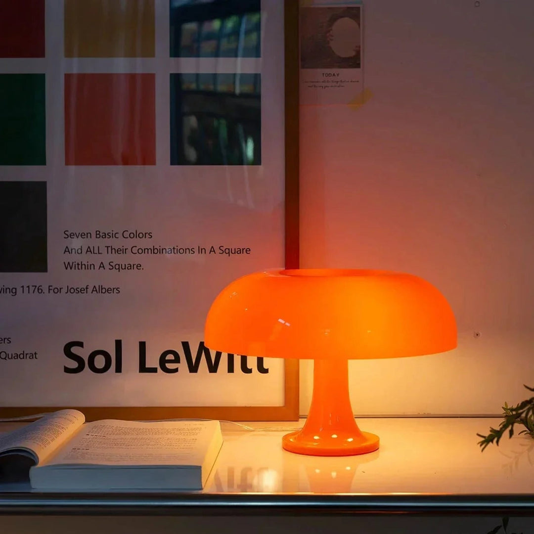 Mushroom Table Lamp With Opal Effect Dome Shade