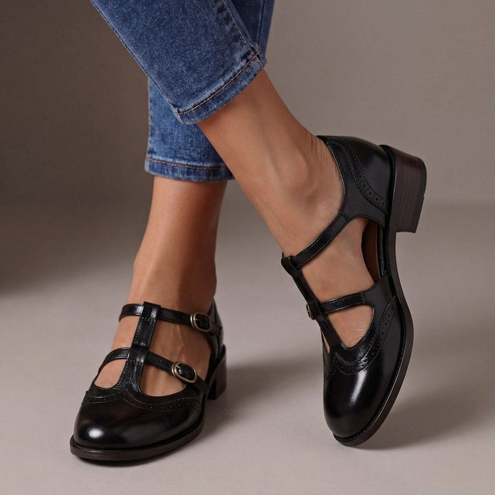Women's Leather Brogue T-Bar Mary Janes – Lucinda