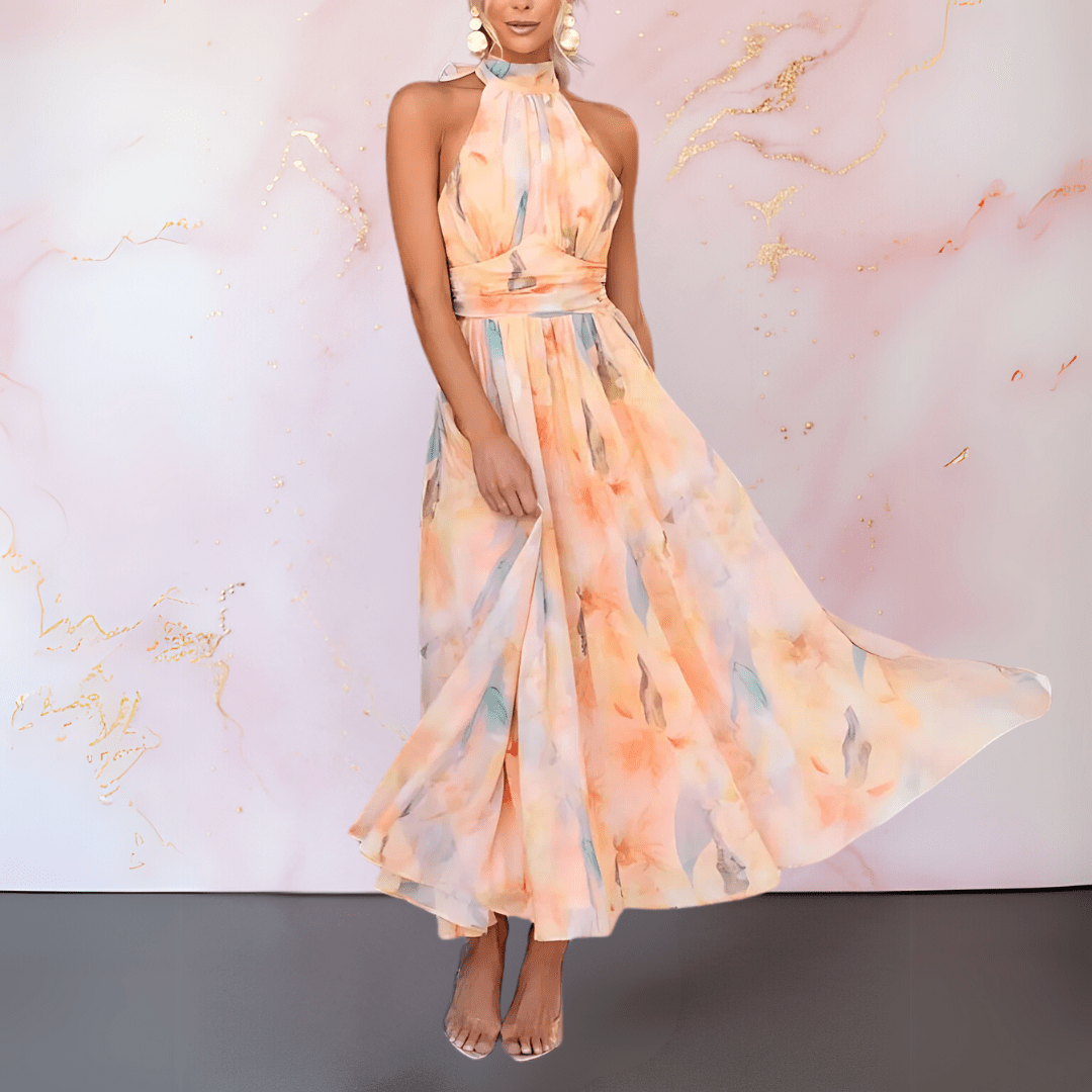 Esther™  |  Halterneck Watercolour Print Dress